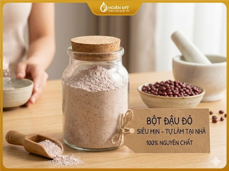 Hũ bột đậu đỏ siêu mịn nguyên chất tự làm tại nhà